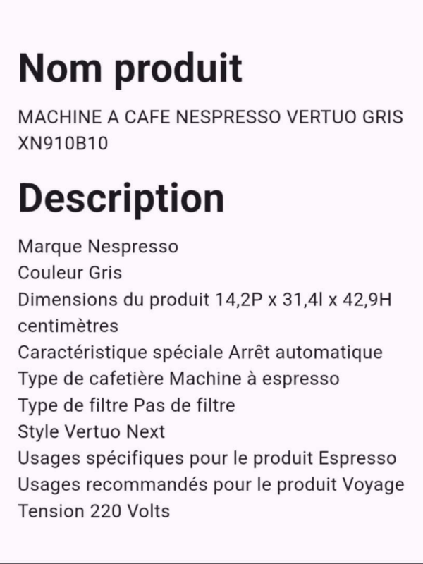 Machine à Café NESPRESSO VERTUO GRIS – Image 2