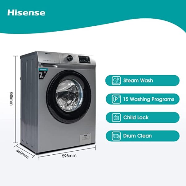 MACHINE A LAVER HISENSE 7KG FRONT LOAD GRIS – Image 5