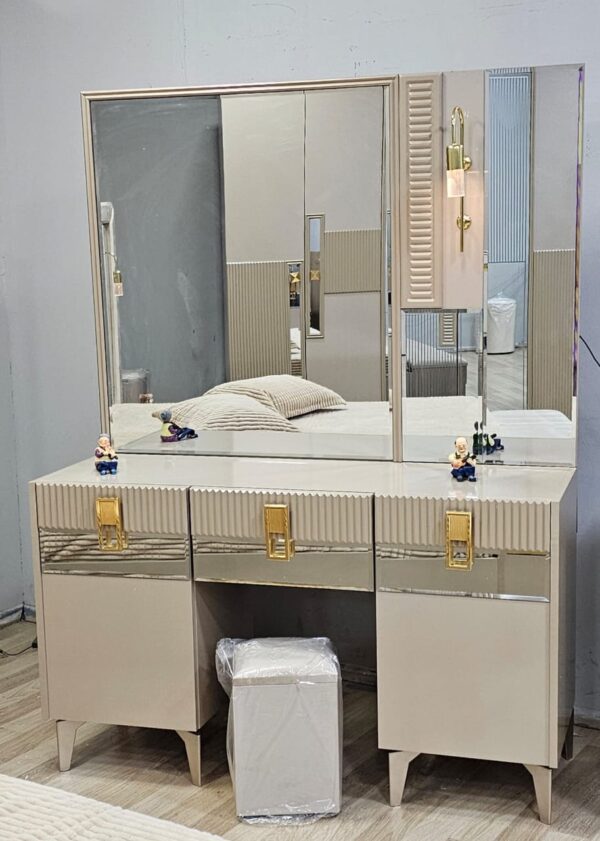 CHAMBRE A COUCHER ARMOIRE 6BATTANTS 6PIECES BEIGE BAMBI – Image 4