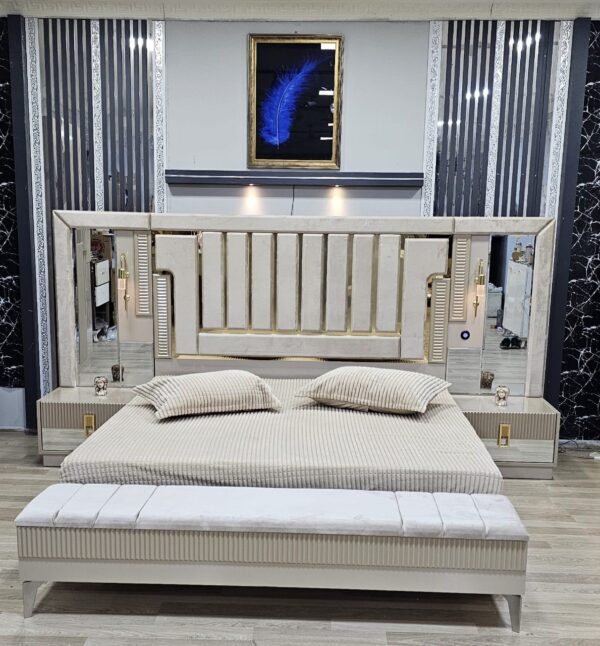 CHAMBRE A COUCHER ARMOIRE 6BATTANTS 6PIECES BEIGE BAMBI
