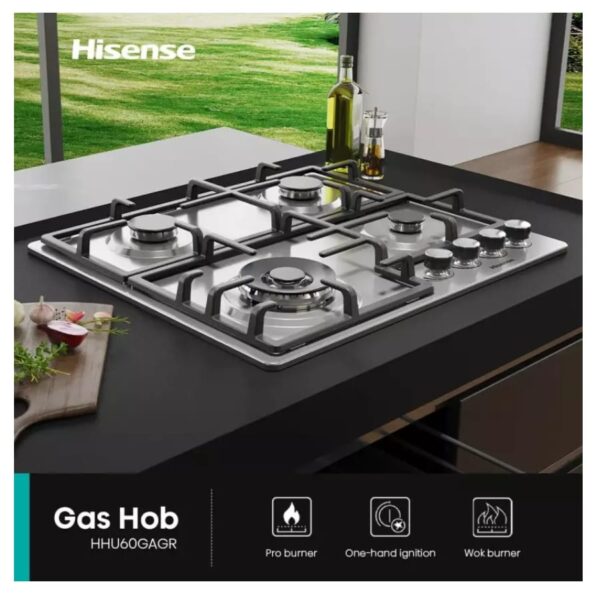 PLAQUE HISENSE ENCASTRABLE 4FEUX 60X60 A GAZ INOX HHU60GAGR – Image 3