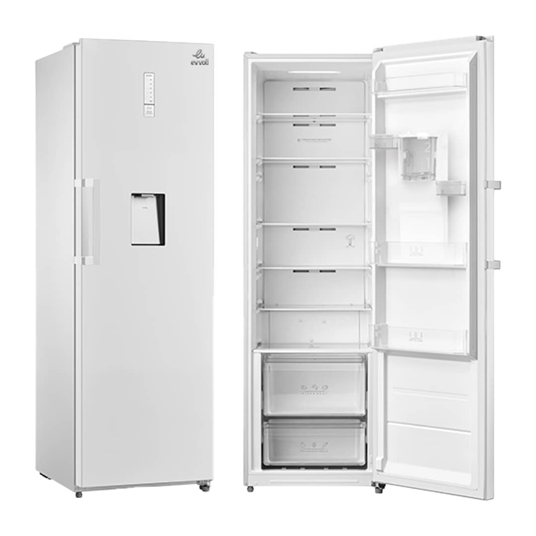 REFRIGERATEUR EVVOLI VERTICAL 1PORTE 8TIROIRS 390LITRES AVEC FONTAINE NOFROST