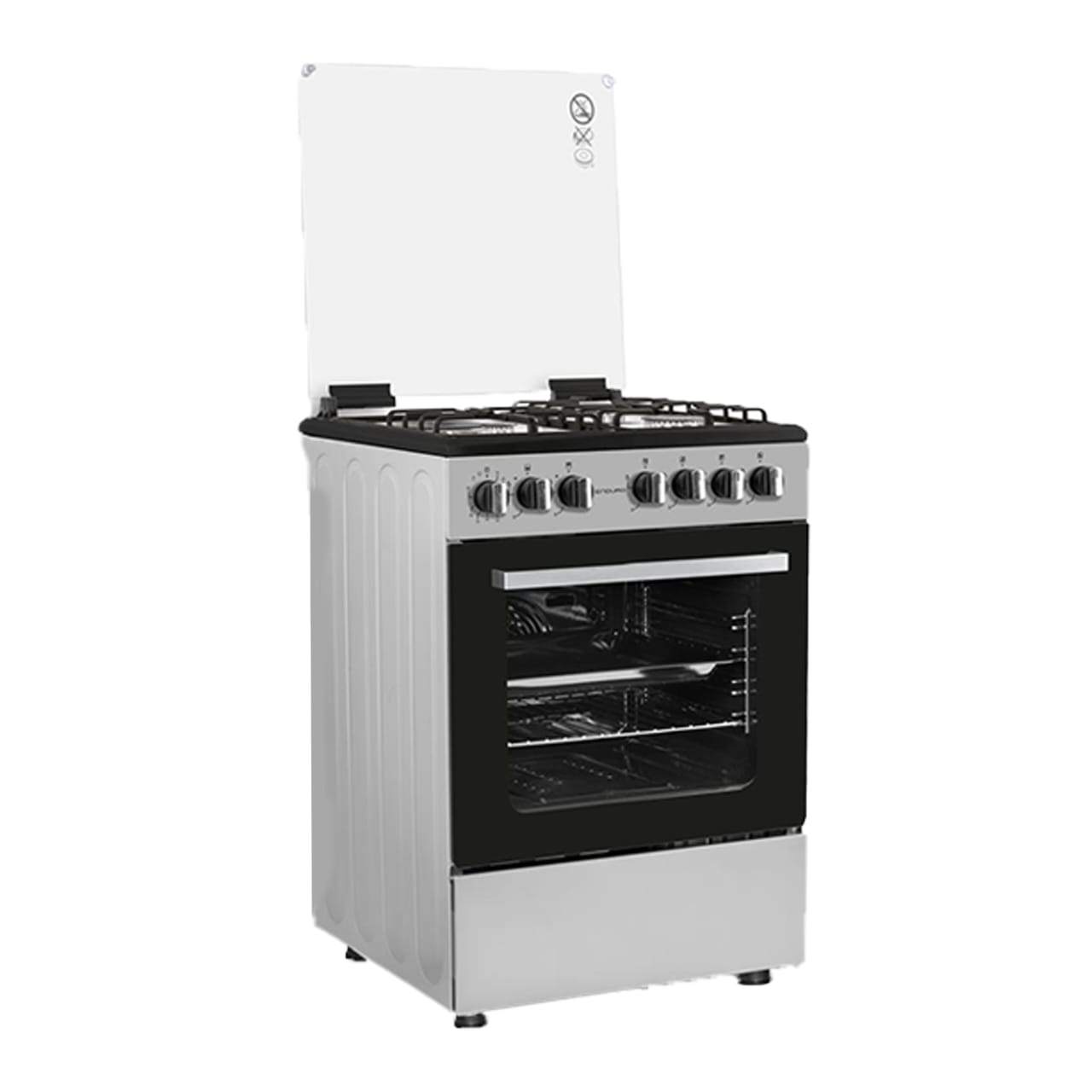 CUISINIERE ENDURO 4FEUX 6X60 A GAZ DOUBLE BOUTTON GRIS