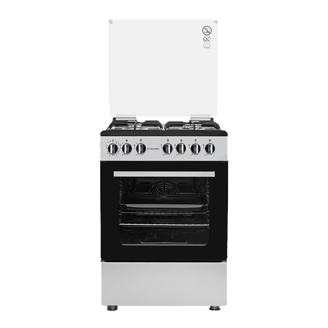 CUISINIERE ENDURO 4FEUX 6X60 A GAZ DOUBLE BOUTTON GRIS – Image 2