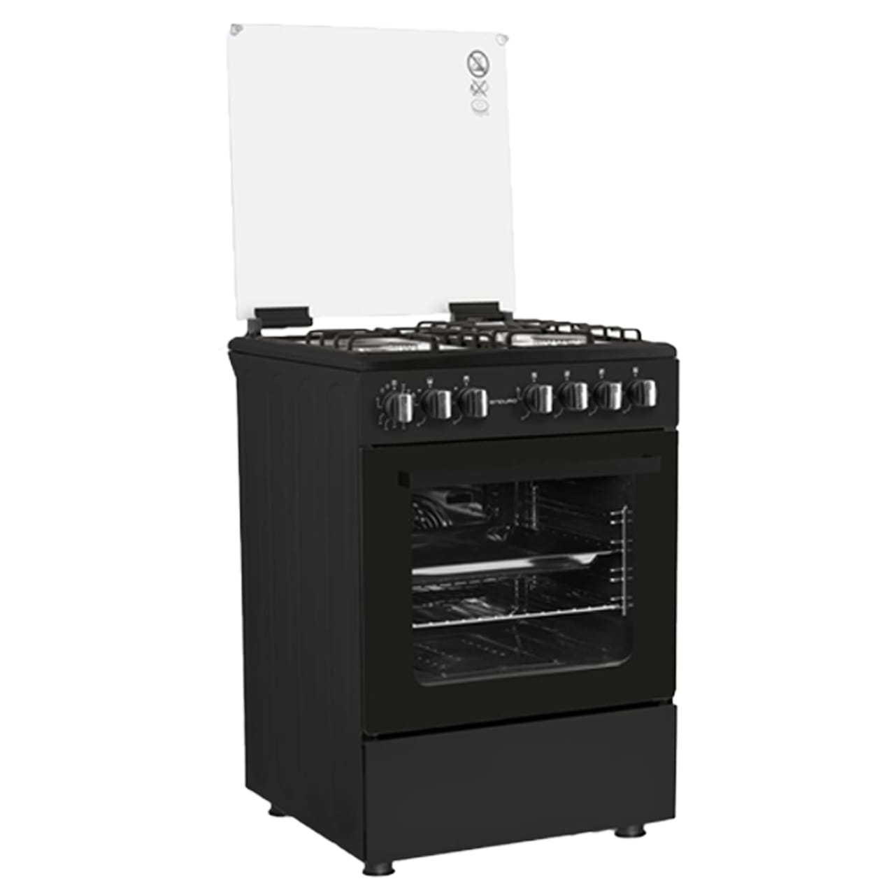 CUISINIERE ENDURO 4FEUX 6X60 A GAZ DOUBLE BOUTTON NOIR