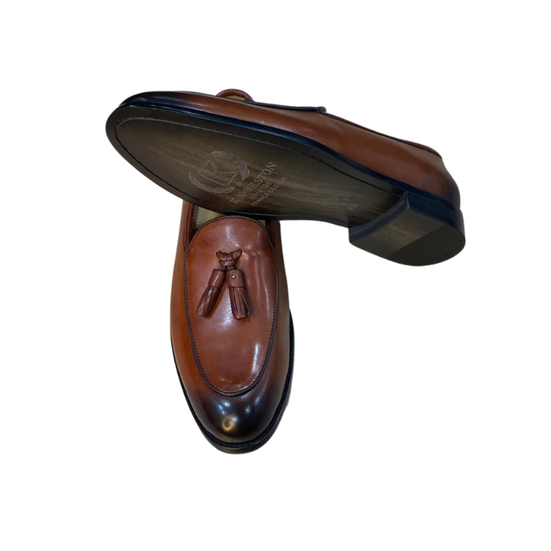 Mocassins Tassel K.N. WESTON en Cuir Patiné Cognac – Image 2