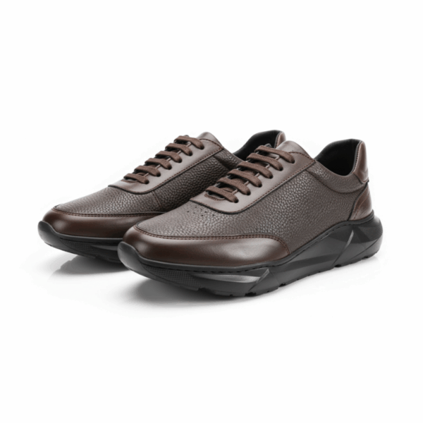 Baskets Homme en Cuir Grainé – Marron