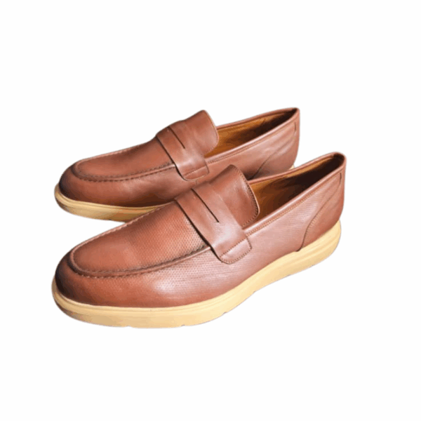 Mocassins Homme en Cuir Cognac – Confort Élégant – Image 3