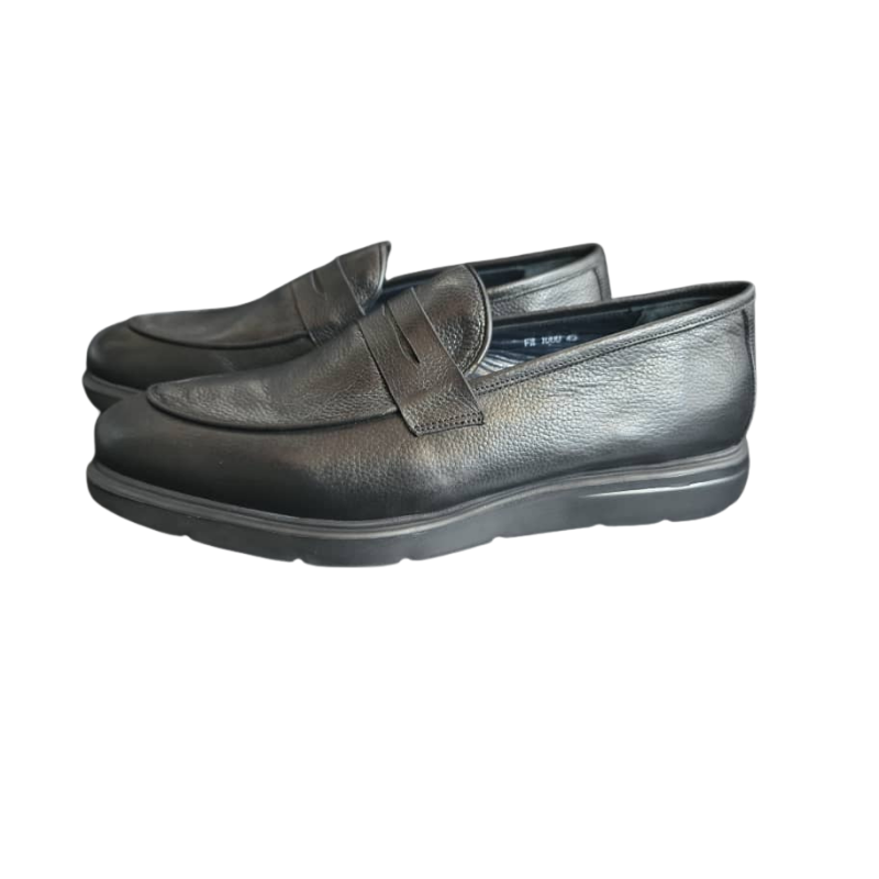 Mocassins Homme en Cuir Noir Grainé – Confort Sophistiqué – Image 2