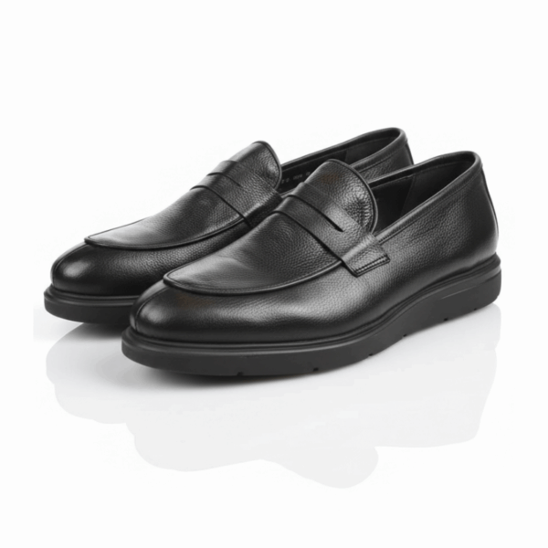 Mocassins Homme en Cuir Noir Grainé – Confort Sophistiqué