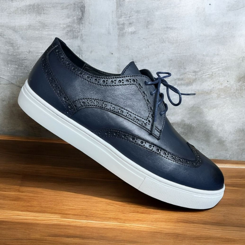 Derby Brogue Urbain en Cuir – Semelle Sneaker Blanche – Image 2