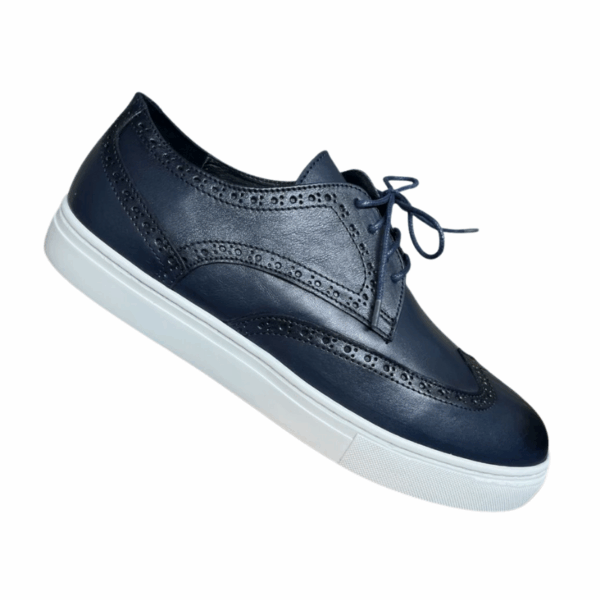 Derby Brogue Urbain en Cuir – Semelle Sneaker Blanche
