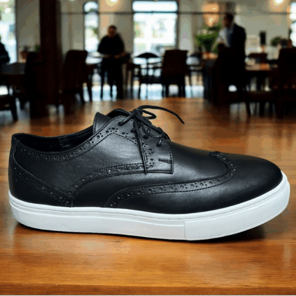 Derby Brogue Urbain en Cuir – Semelle Sneaker Blanche – Image 3