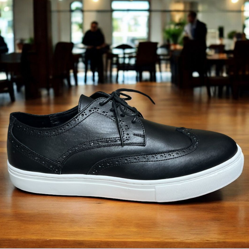 Derby Brogue Urbain en Cuir – Semelle Sneaker Blanche – Image 3