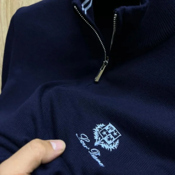 Pull Homme Loro Piana Style – Bleu Marine – Image 2