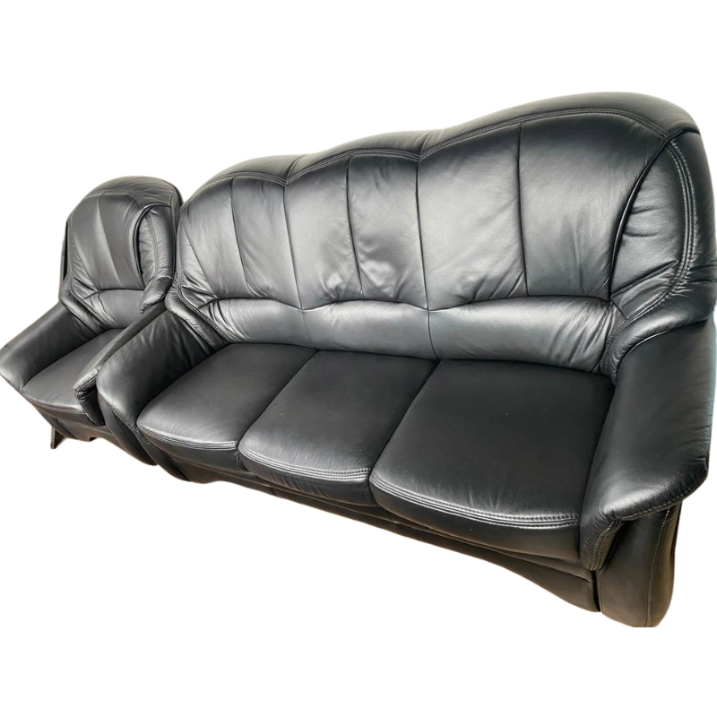 Salon 6 Places Cuir Noir – Image 2