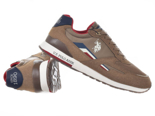 Baskets U.S. Polo Assn. Marron Taupe à Détails Tricolores