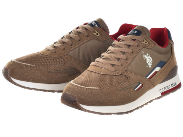Baskets U.S. Polo Assn. Marron Taupe à Détails Tricolores – Image 2