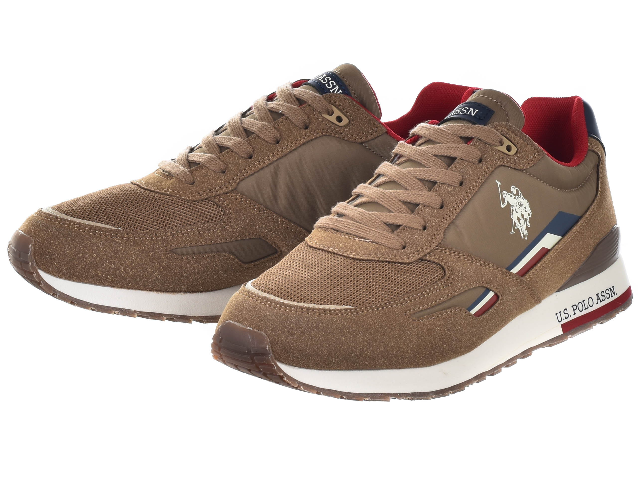 Baskets U.S. Polo Assn. Marron Taupe à Détails Tricolores – Image 2