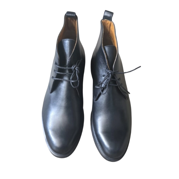 Bottines "Chukka" en Cuir Lisse Noir – Image 2
