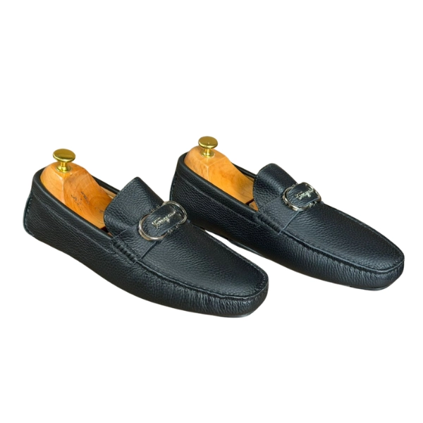 Mocassins en Cuir Grainé Noir – Image 2