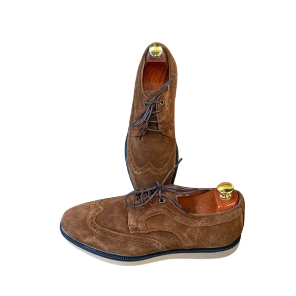Chaussures Hybrides Derby Brogue en Daim Marron – Image 2