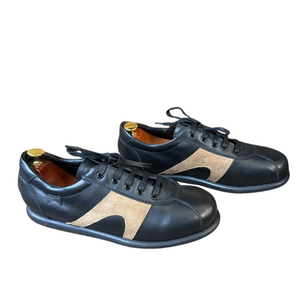 Baskets de Ville Camper en Cuir Noir et Daim Beige – Image 2