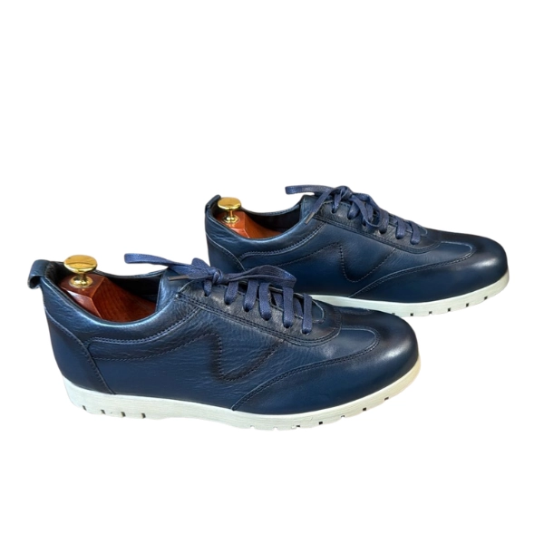 Baskets de Ville Casual en Cuir Bleu Marine – Image 2