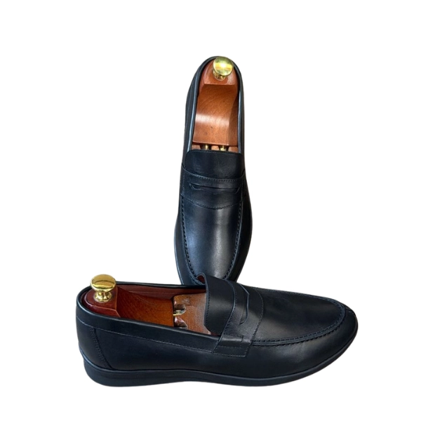 Mocassins "Penny Loafer" en Cuir Lisse Noir – Image 2