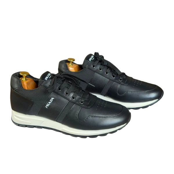 Baskets de Ville Prada en Cuir et Tissu Technique Noir – Image 2