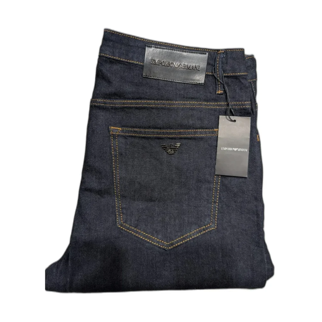 Jean homme Emporio Armani 5 poches brut – Bleu nuit