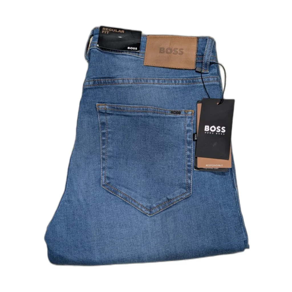 Jean homme BOSS Regular Fit délavé – Bleu clair