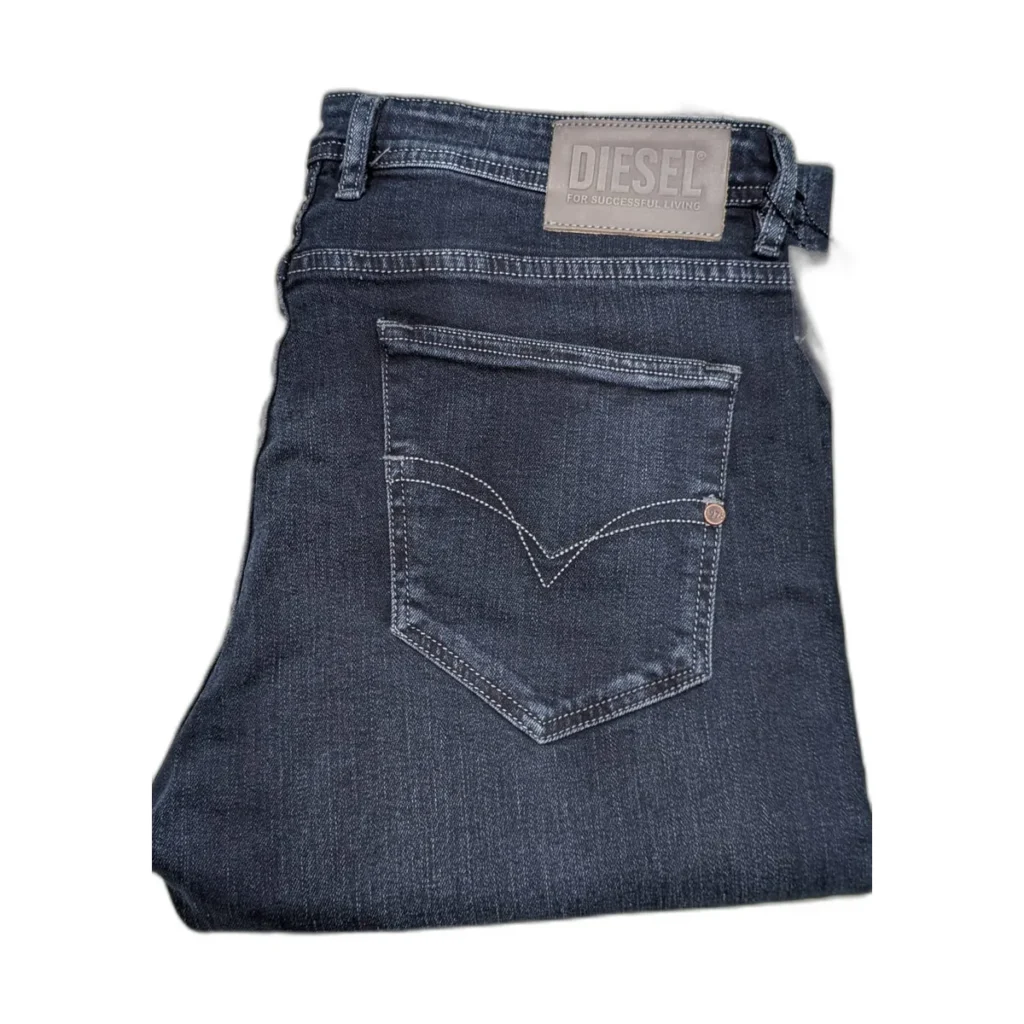 Jean homme Diesel 5 poches légèrement délavé – Bleu foncé