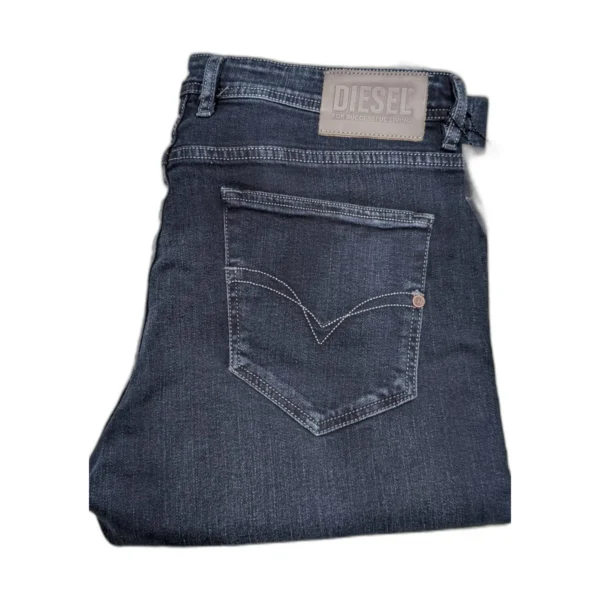 Jean homme Diesel 5 poches légèrement délavé – Bleu foncé