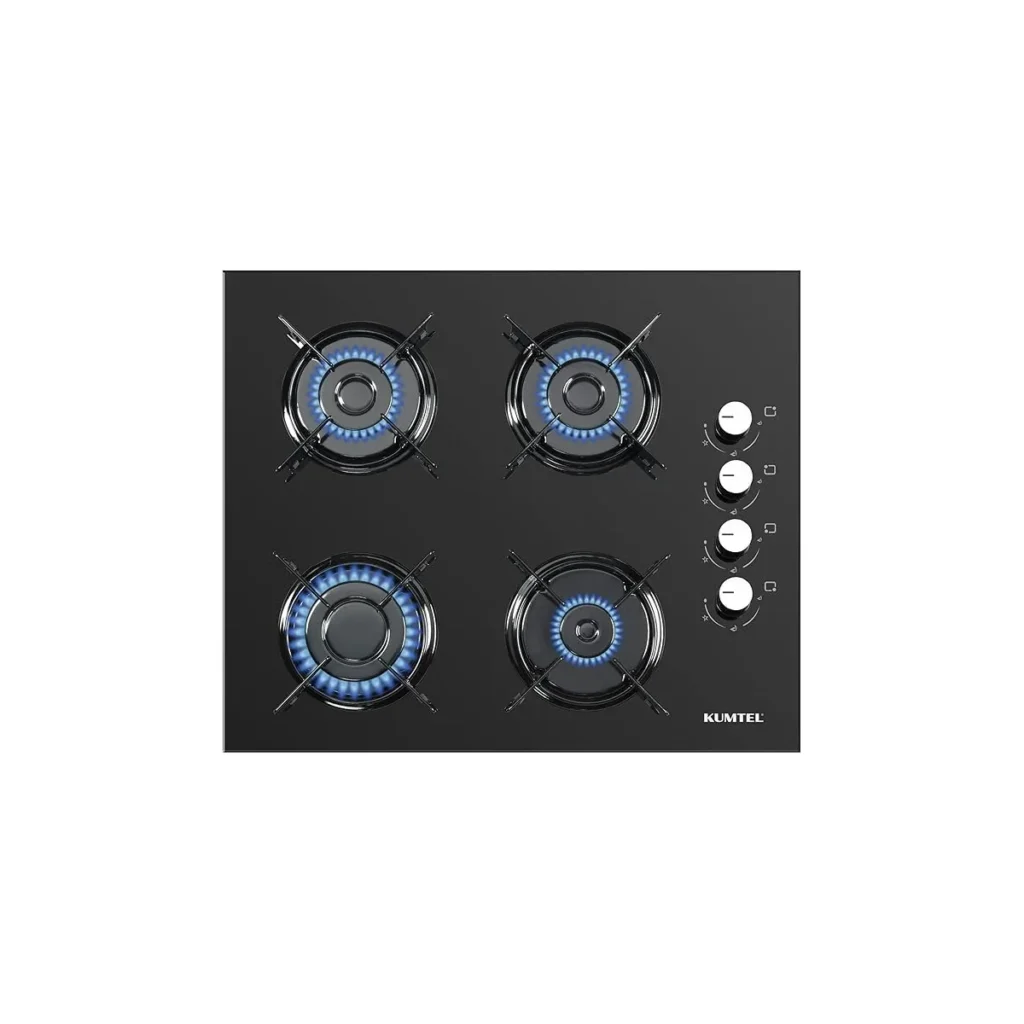 Plaque de cuisson encastrable Kumtel 4 feux gaz verre noir – KO-40TSHDF